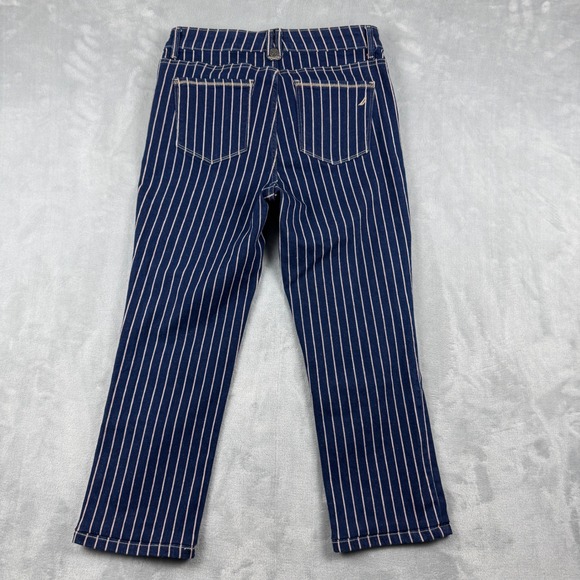 Nautica‎ Jeans Womens Blue White Pink Pinstripe Striped Denim Pants Size 8 - Picture 2 of 16